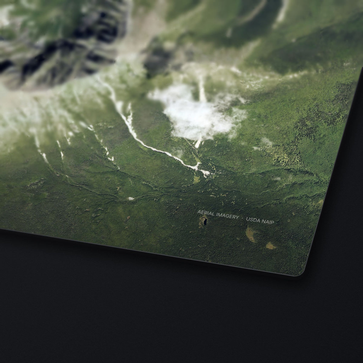 Mount Katahdin Satellite Desk Mat, edge detail