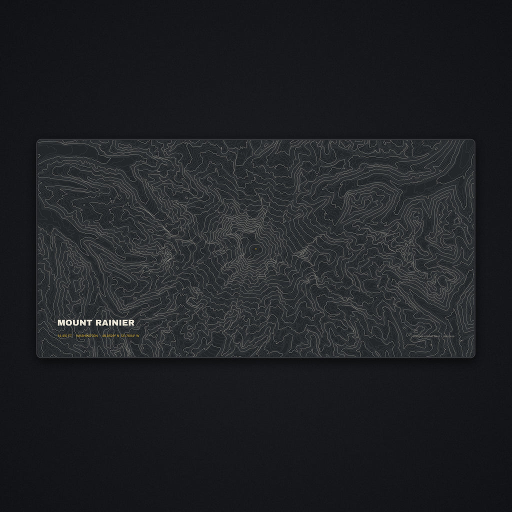 Mount Rainier Topo Desk Mat, flat view