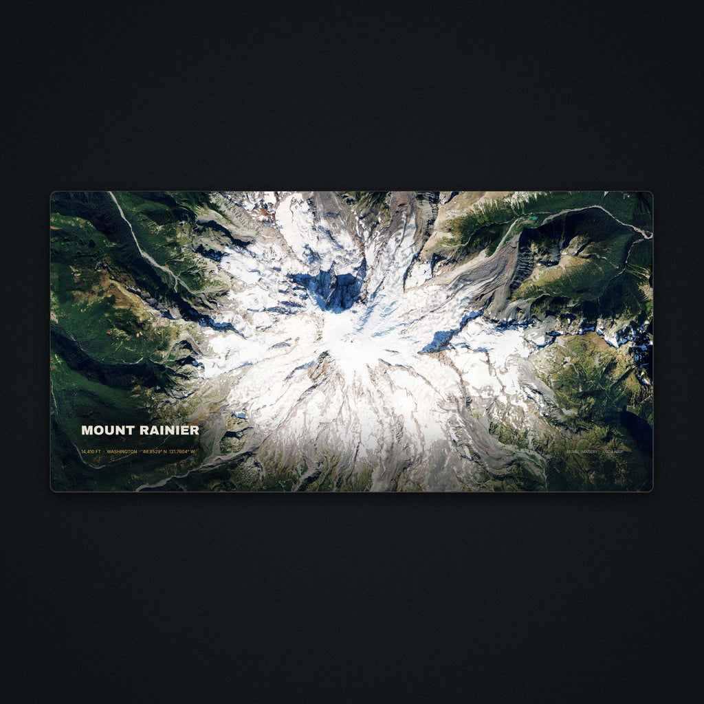 Mount Rainier Satellite Desk Mat, flat view
