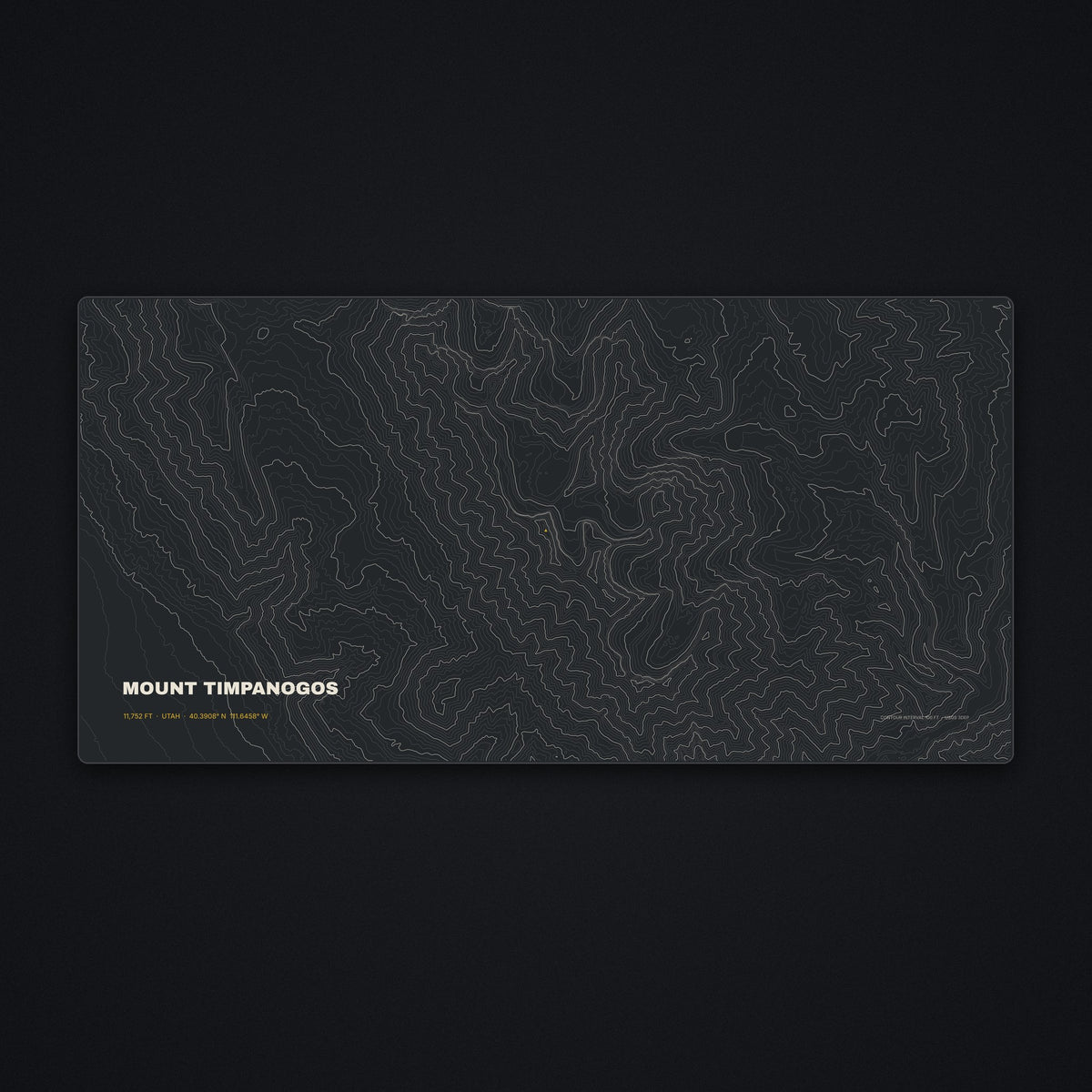 Mount Timpanogos Topo Desk Mat, flat view