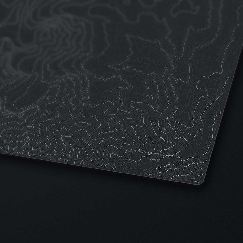 Mount Timpanogos Topo Desk Mat, edge detail