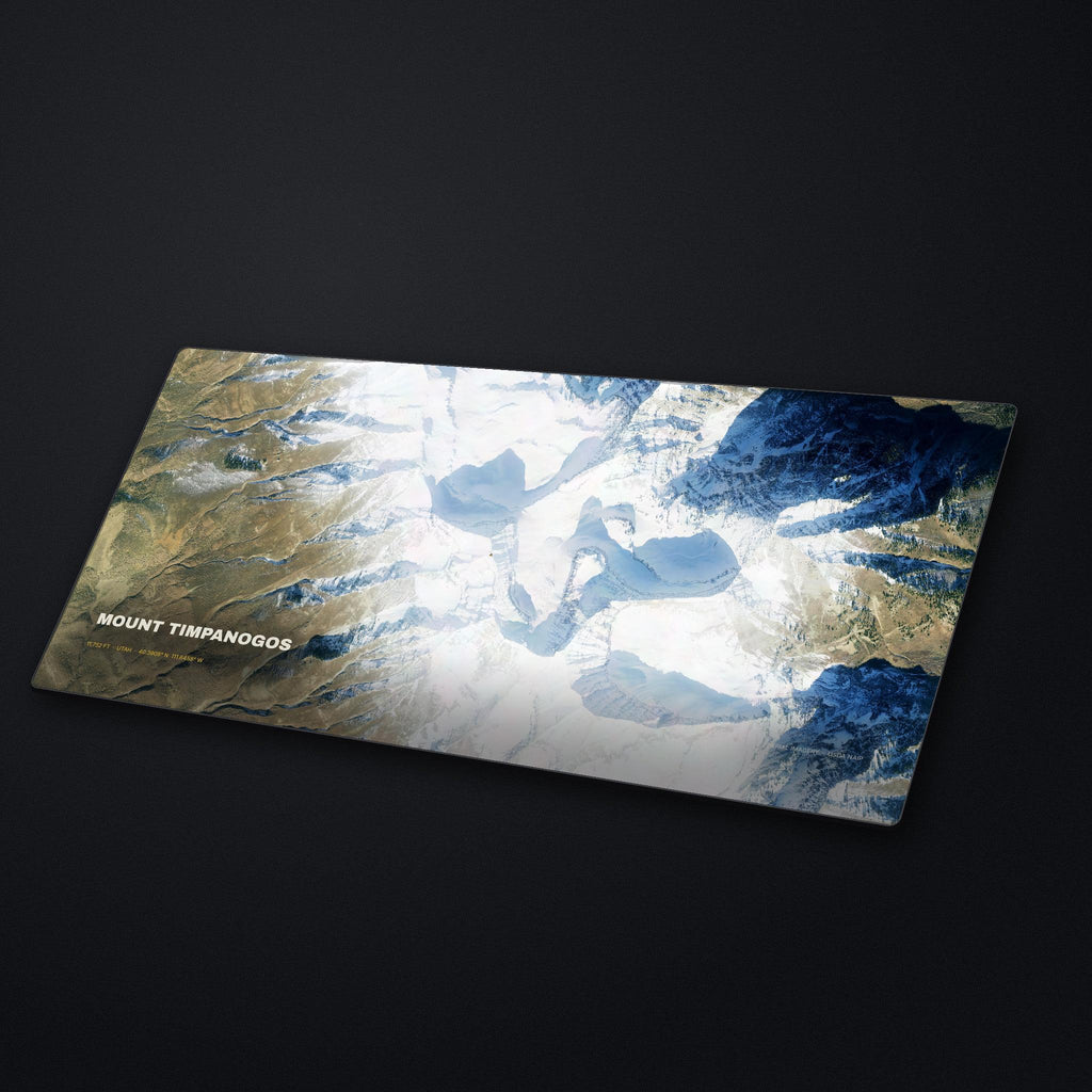 Mount Timpanogos Satellite Desk Mat at an angle on a stone desk