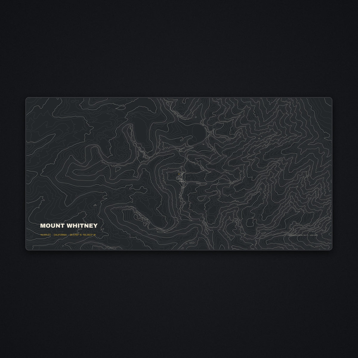 Mount Whitney Topo Desk Mat, flat view