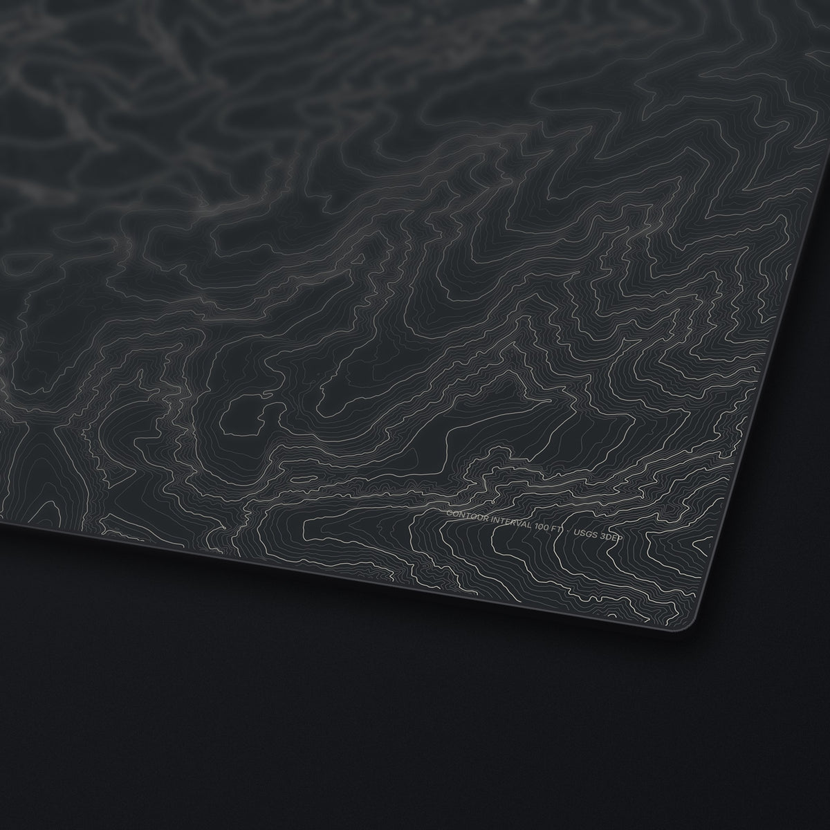 Mount Whitney Topo Desk Mat, edge detail