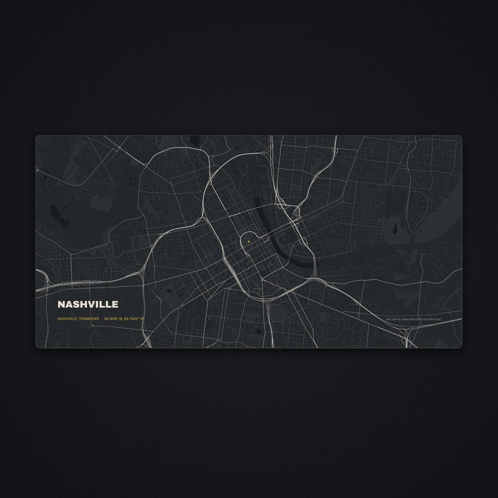 Nashville Street Map Desk Mat, flat view