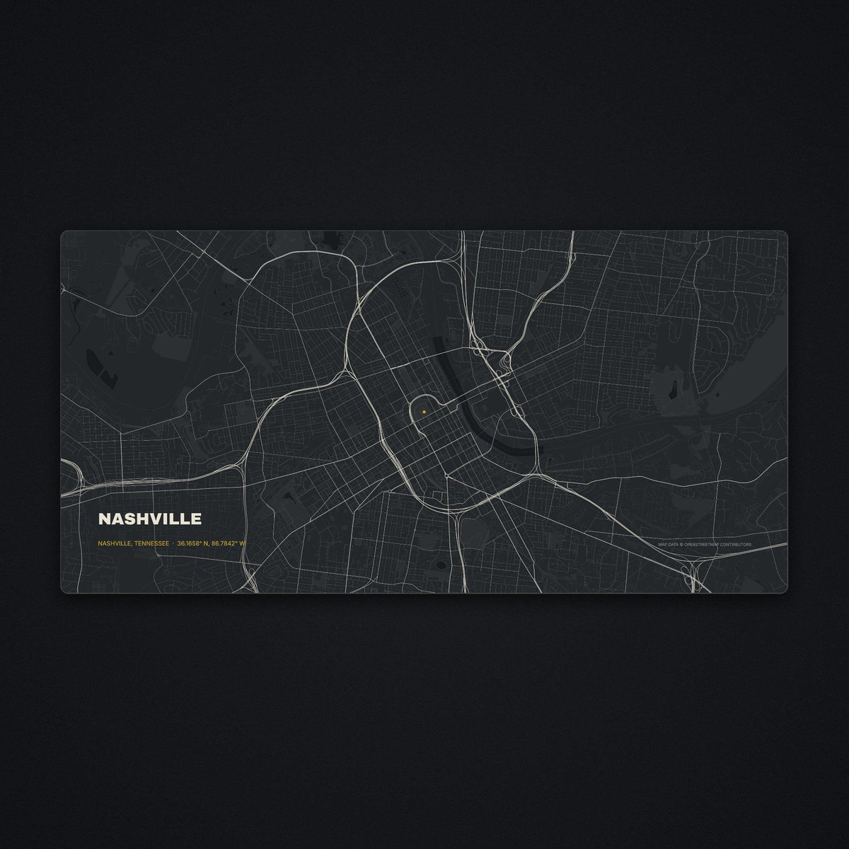 Nashville Street Map Desk Mat, flat view