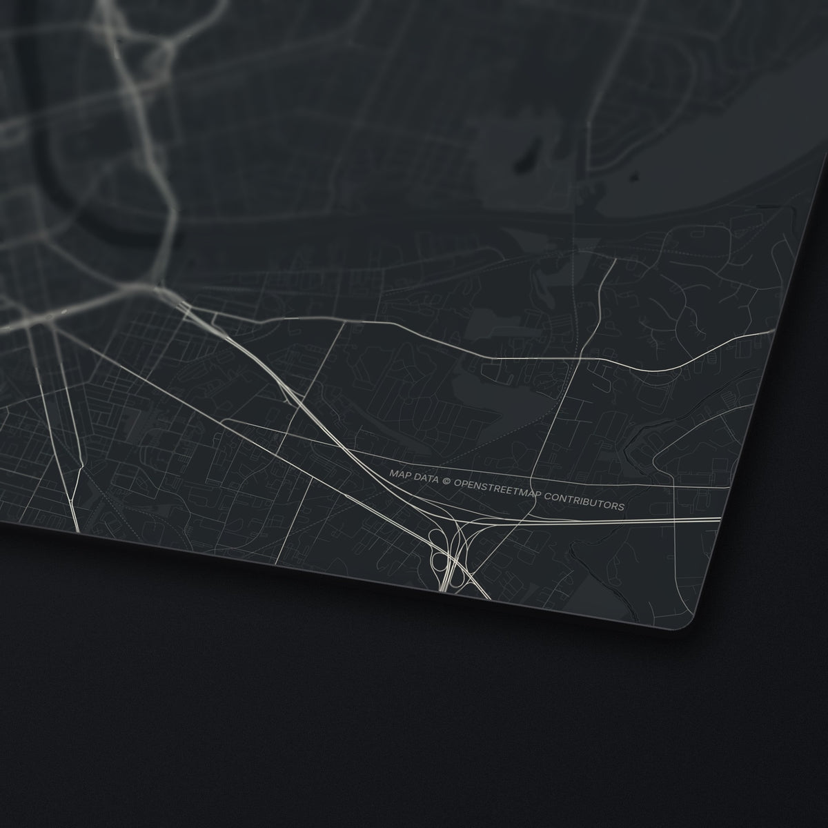 Nashville Street Map Desk Mat, edge detail