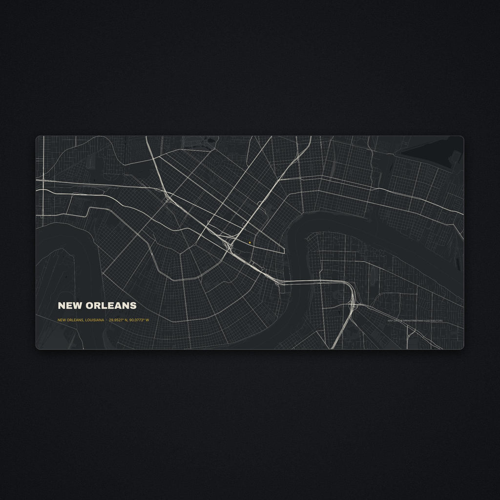 New Orleans Street Map Desk Mat, flat view