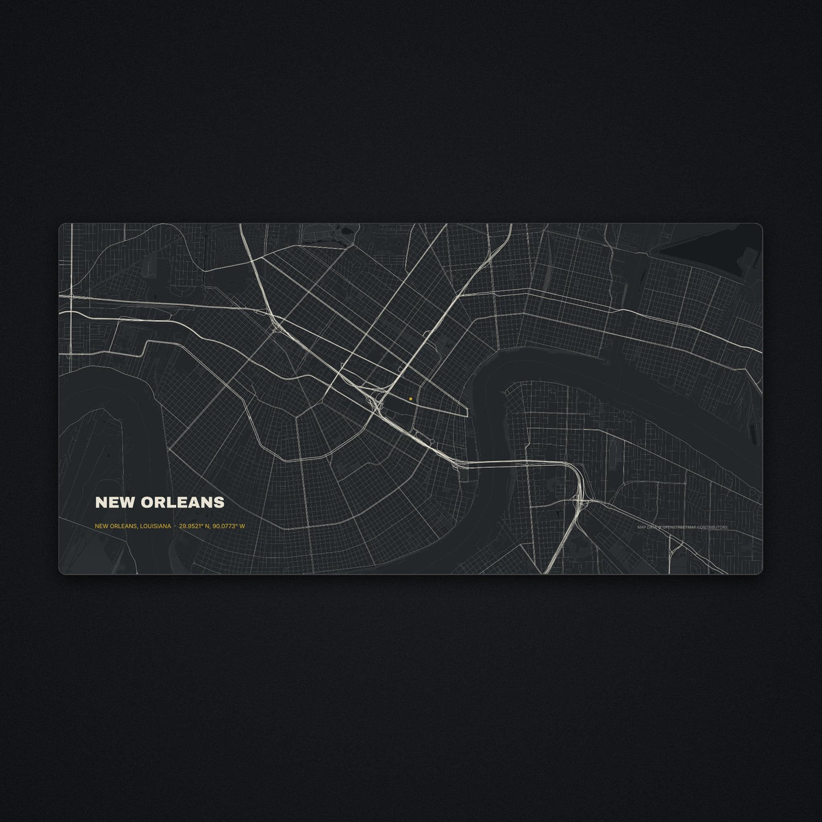 New Orleans Street Map Desk Mat, flat view
