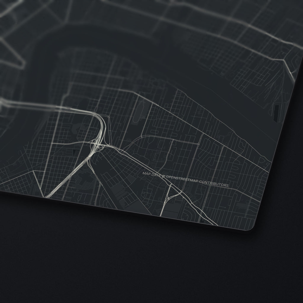 New Orleans Street Map Desk Mat, edge detail