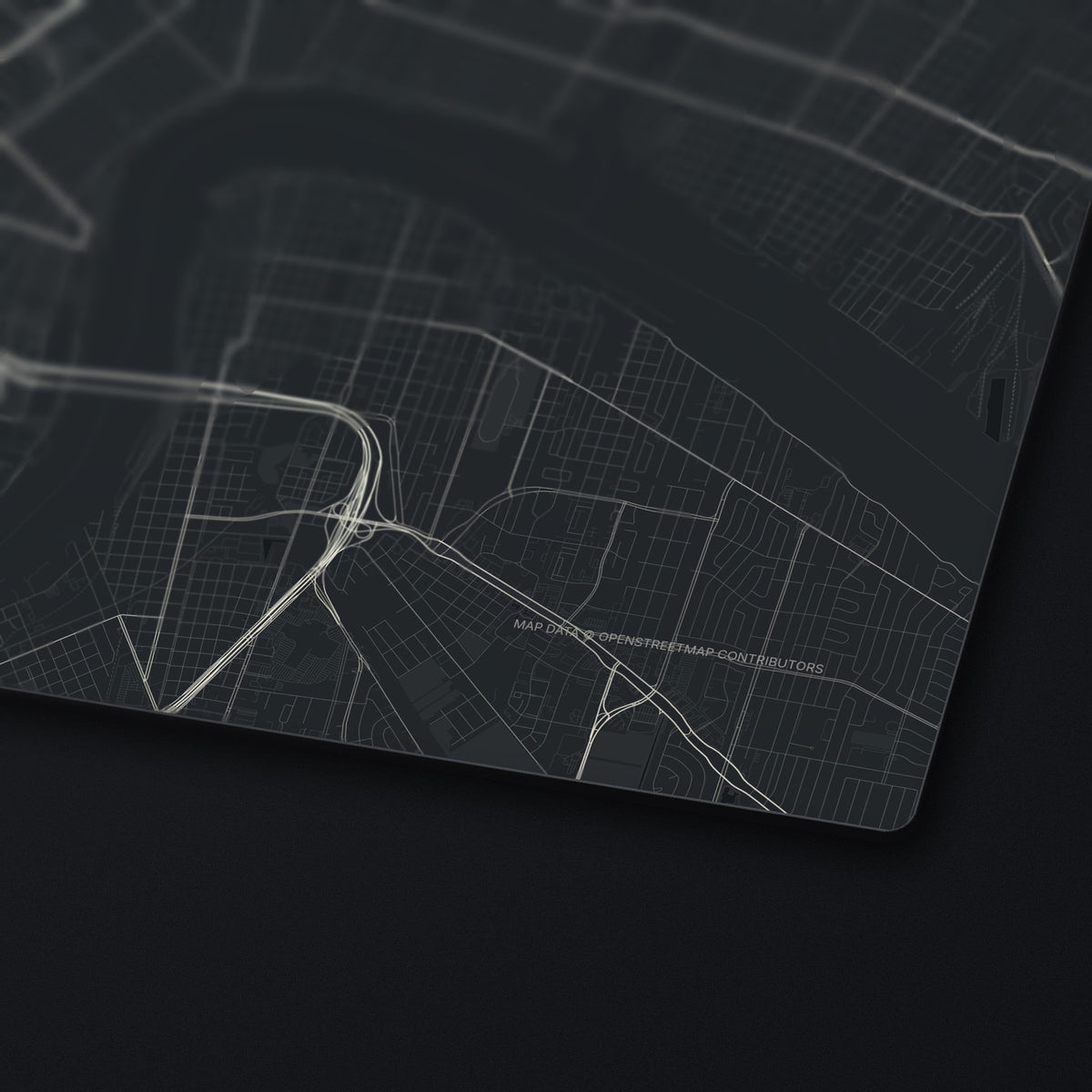 New Orleans Street Map Desk Mat, edge detail