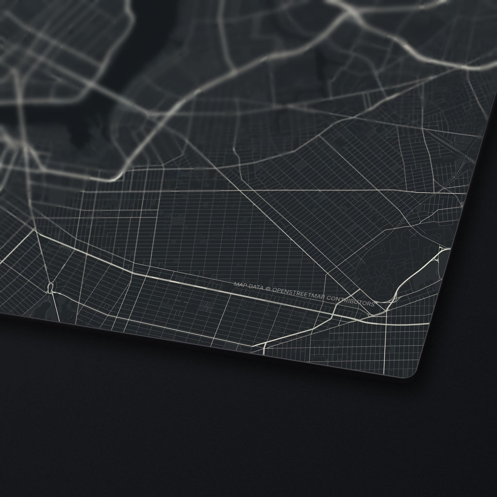 New York City Street Map Desk Mat, edge detail