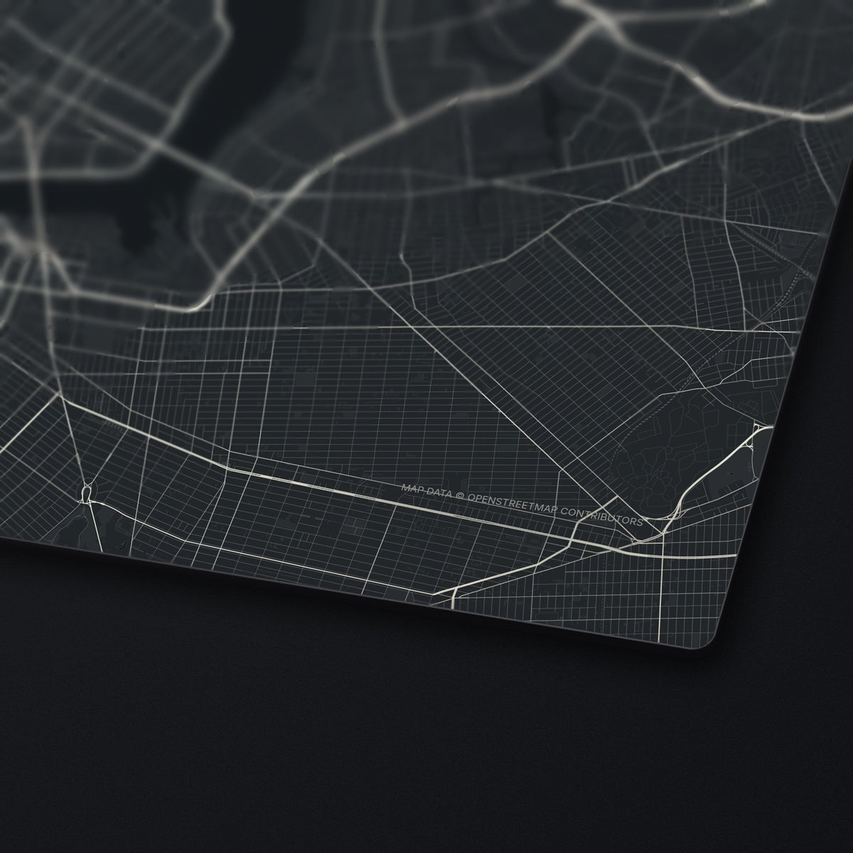New York City Street Map Desk Mat, edge detail