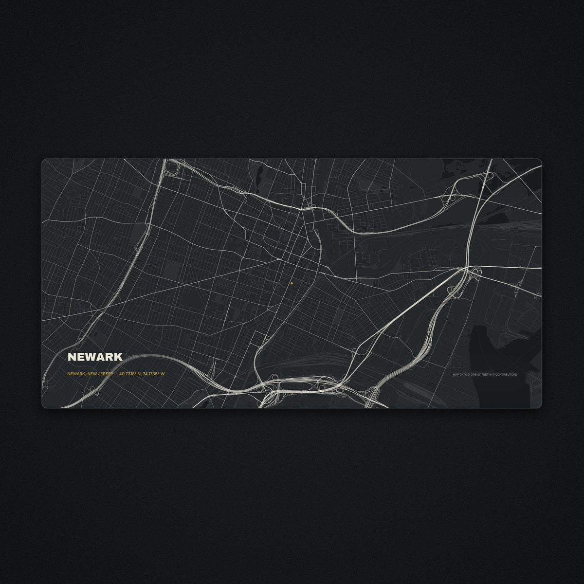 Newark Street Map Desk Mat, flat view