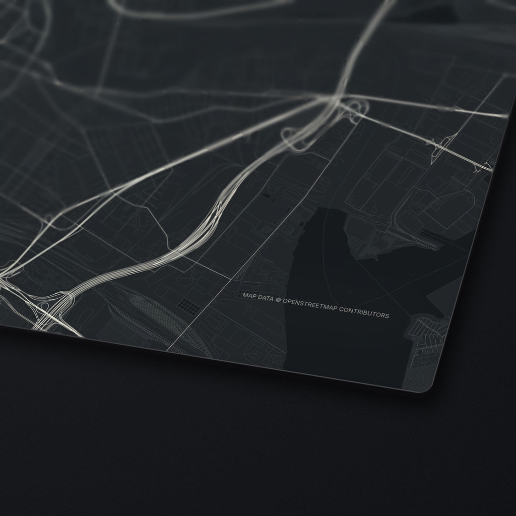 Newark Street Map Desk Mat, edge detail