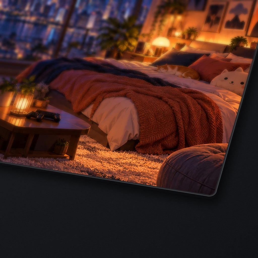 Night Owl Setup Desk Mat, edge detail