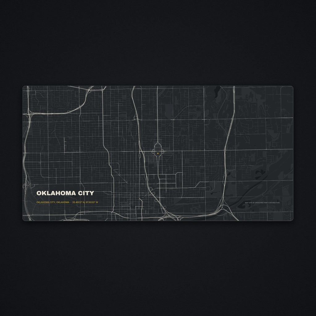 Oklahoma City Street Map Desk Mat, flat view
