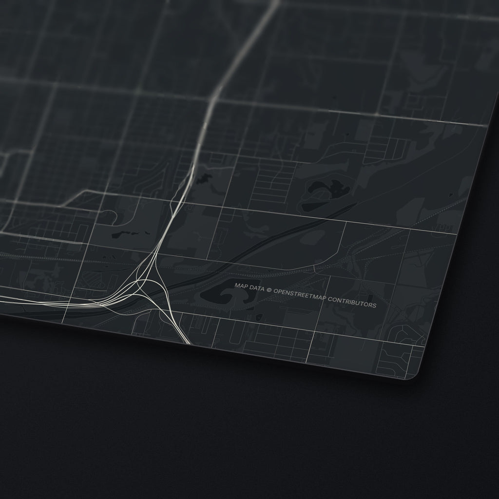 Oklahoma City Street Map Desk Mat, edge detail