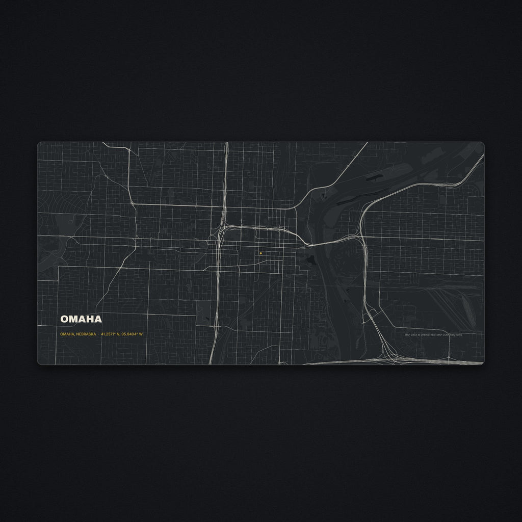 Omaha Street Map Desk Mat, flat view