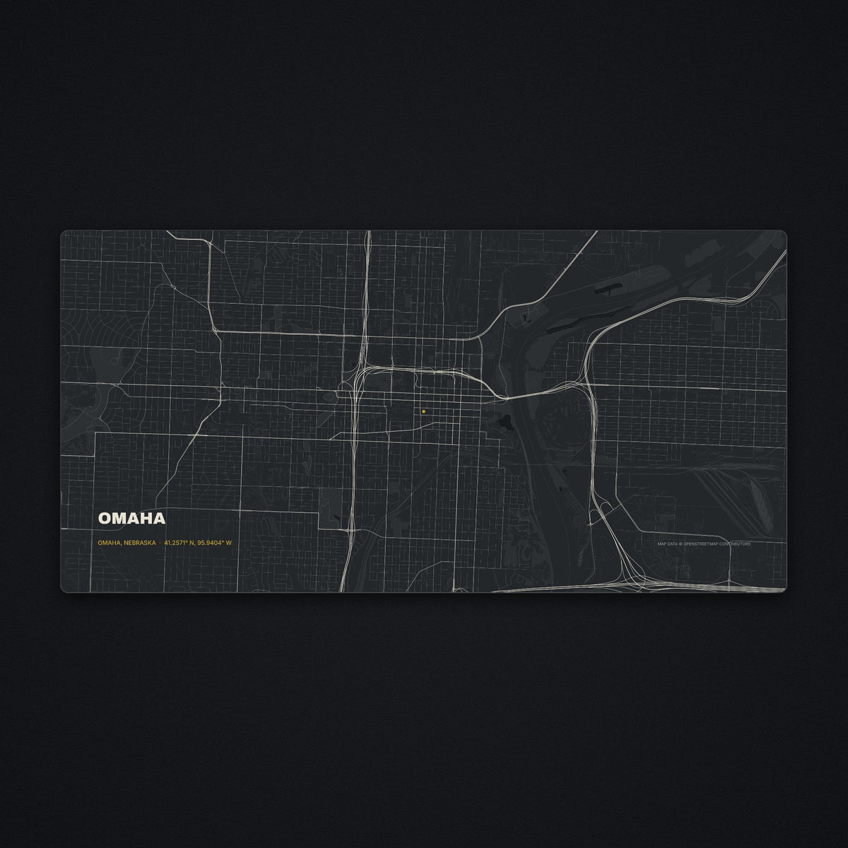 Omaha Street Map Desk Mat, flat view