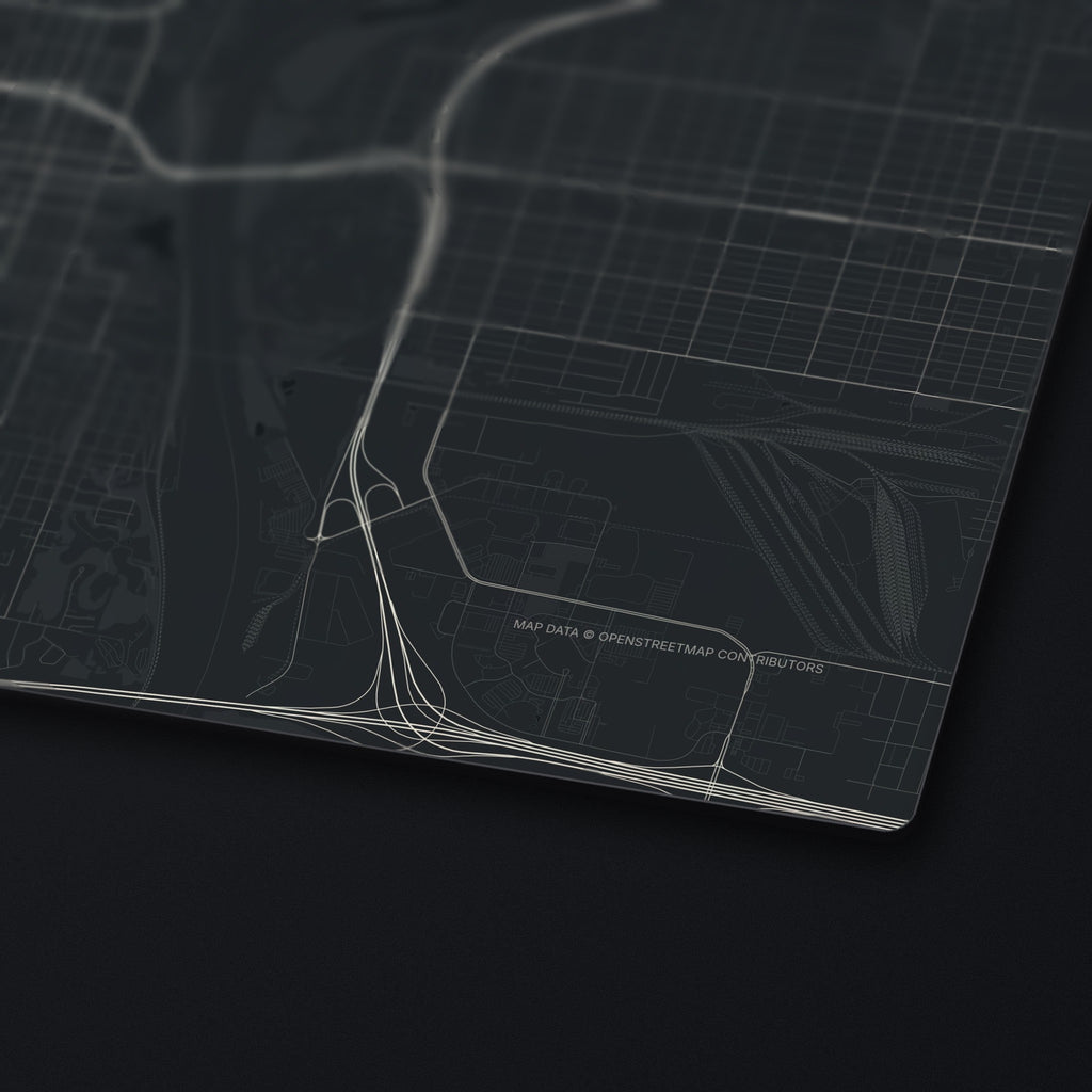 Omaha Street Map Desk Mat, edge detail