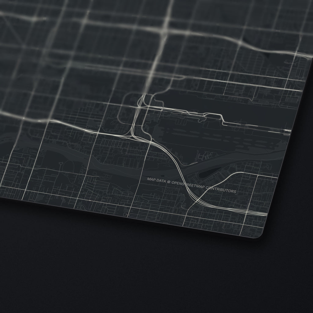 Phoenix Street Map Desk Mat, edge detail