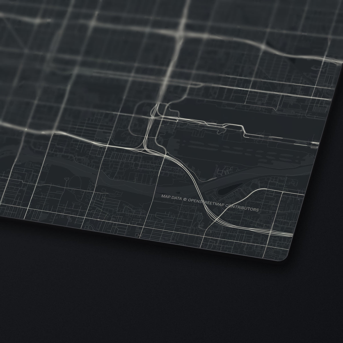 Phoenix Street Map Desk Mat, edge detail