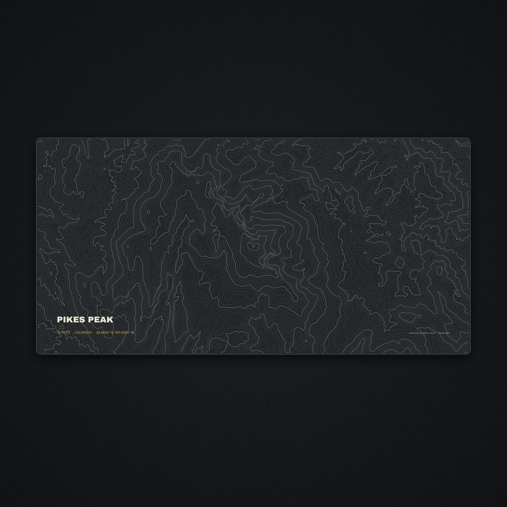 Pikes Peak Topo Desk Mat, flat view