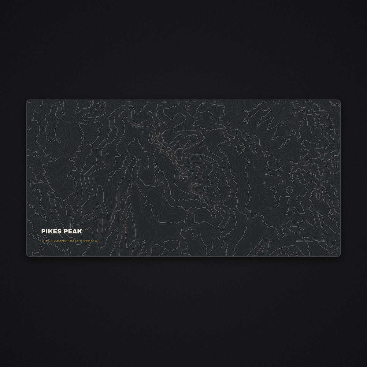 Pikes Peak Topo Desk Mat, flat view