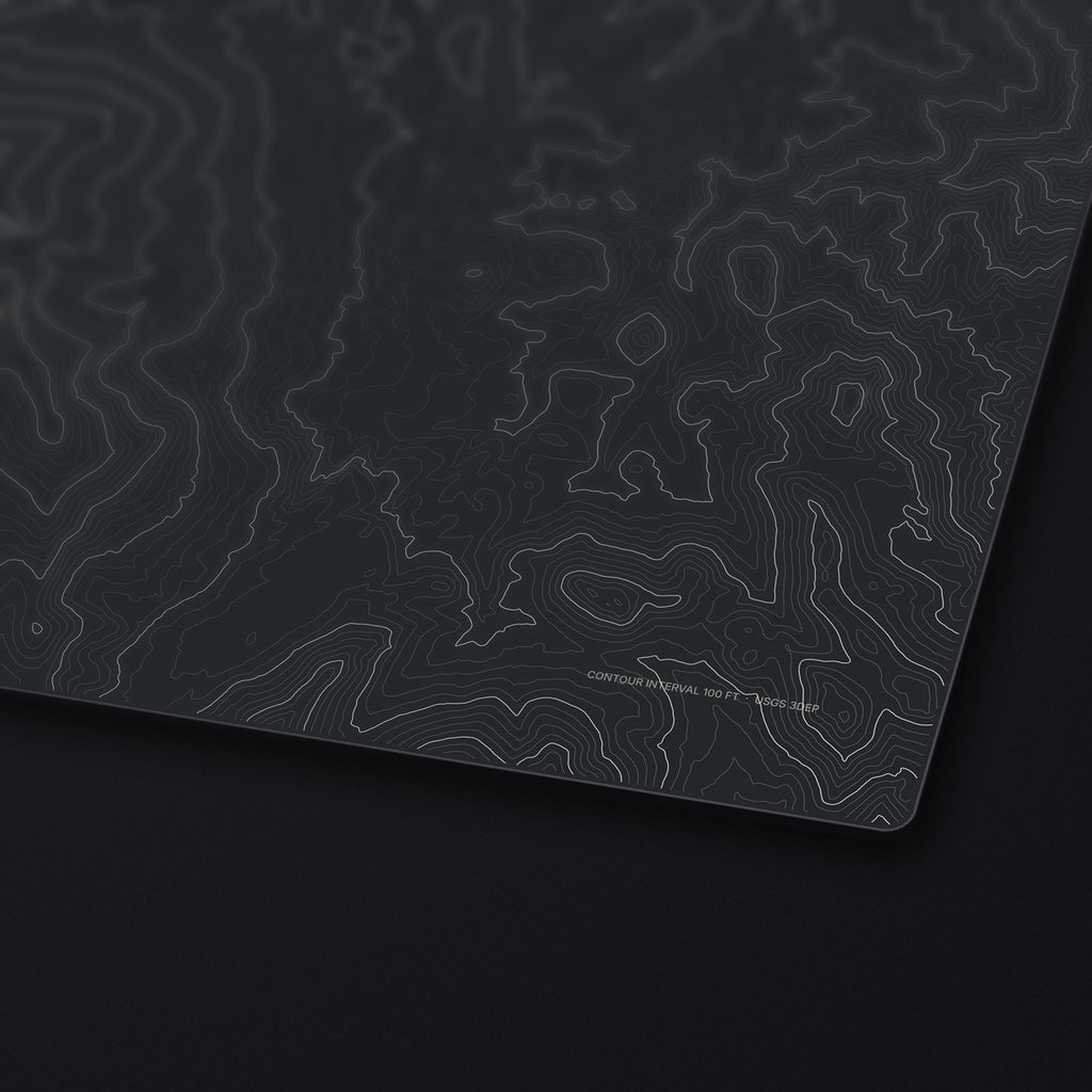 Pikes Peak Topo Desk Mat, edge detail
