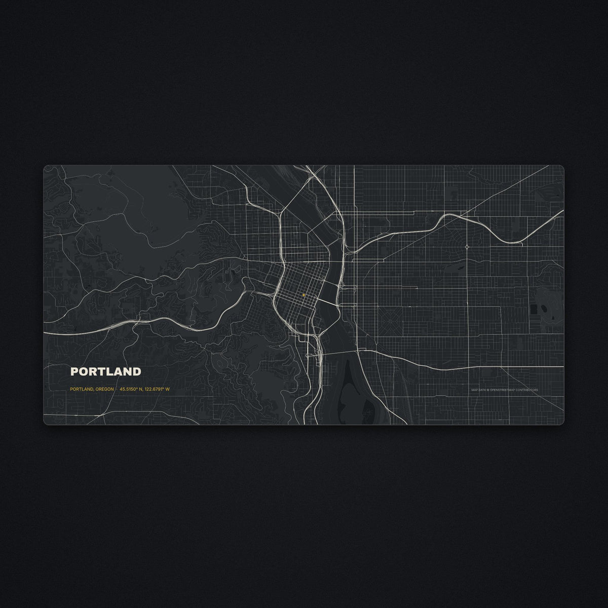 Portland Street Map Desk Mat, flat view