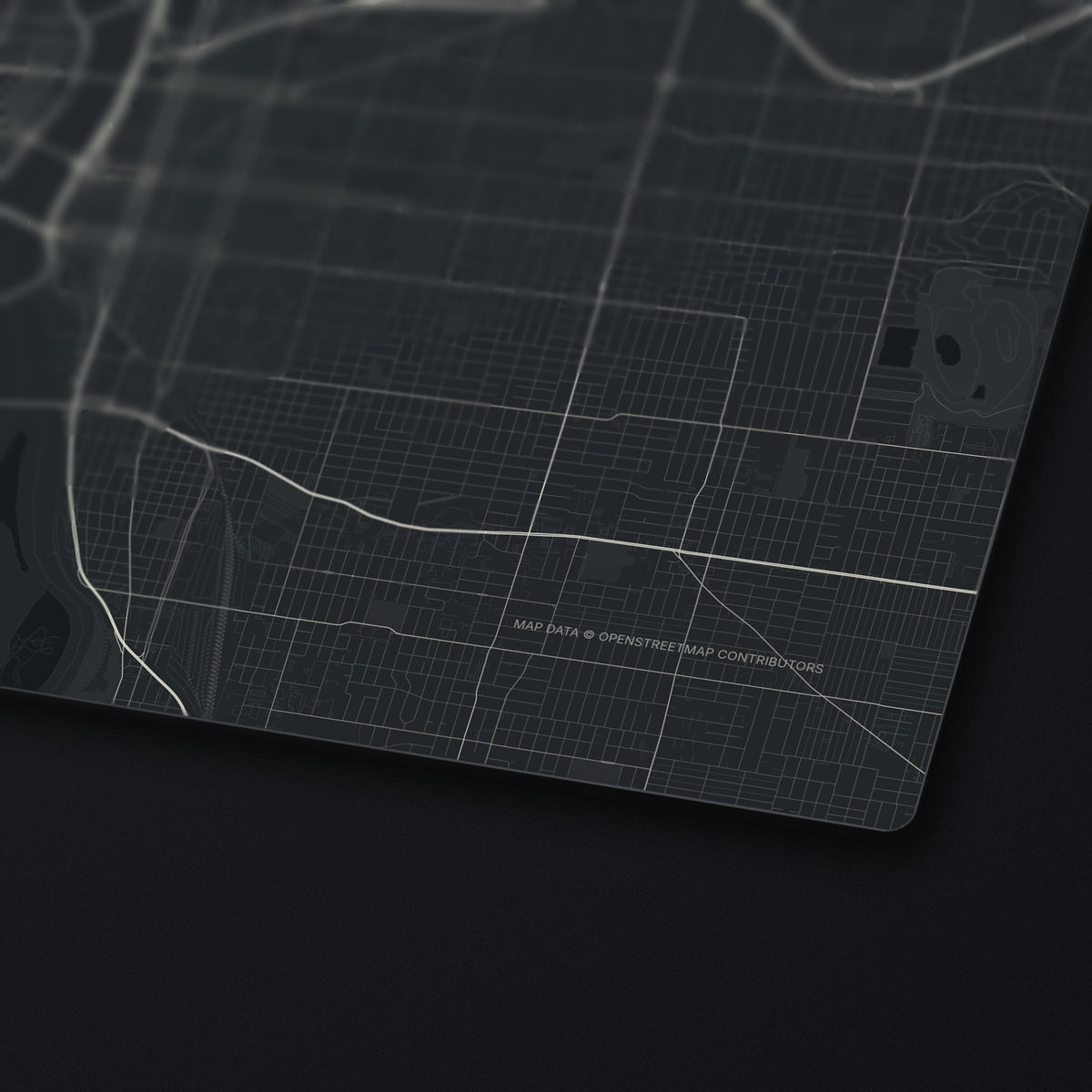 Portland Street Map Desk Mat, edge detail