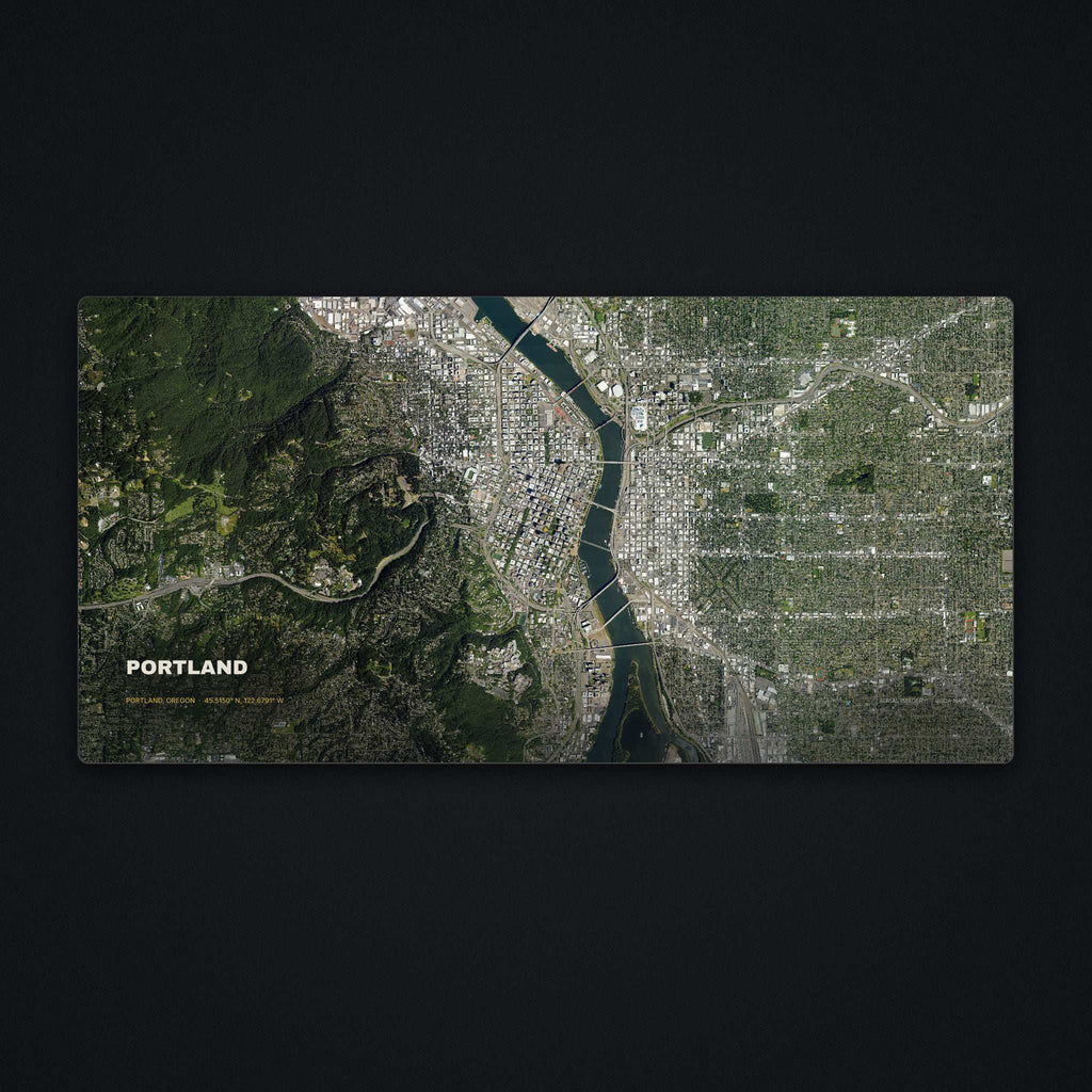 Portland, Oregon Satellite Desk Mat, flat view