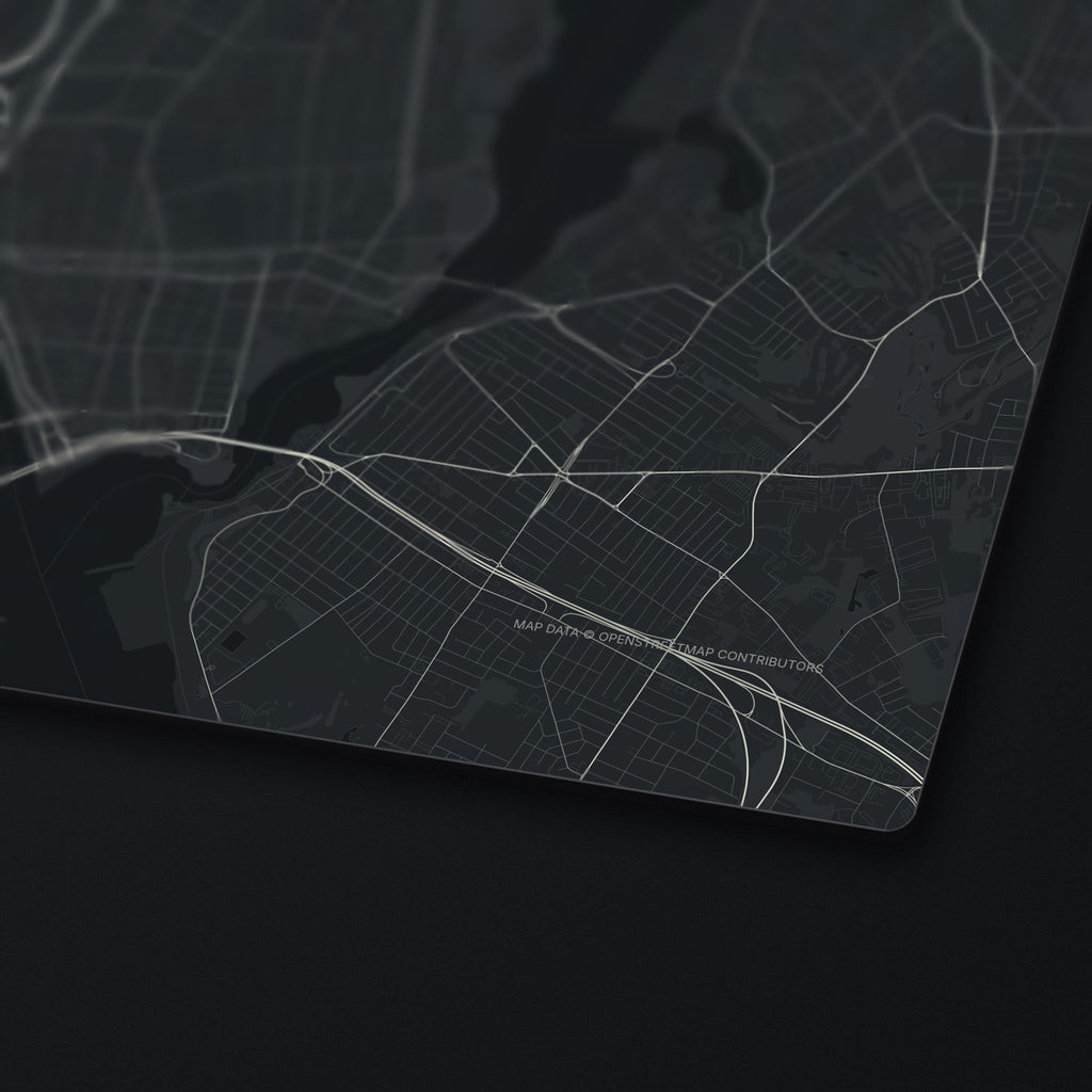 Providence Street Map Desk Mat, edge detail