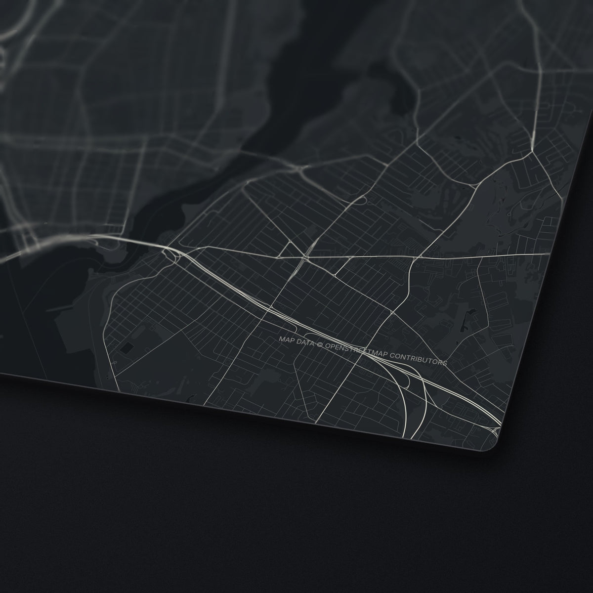 Providence Street Map Desk Mat, edge detail