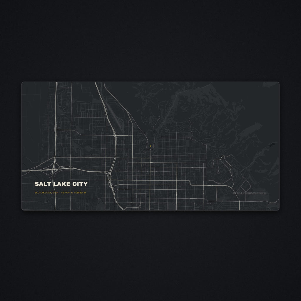 Salt Lake City Street Map Desk Mat, flat view