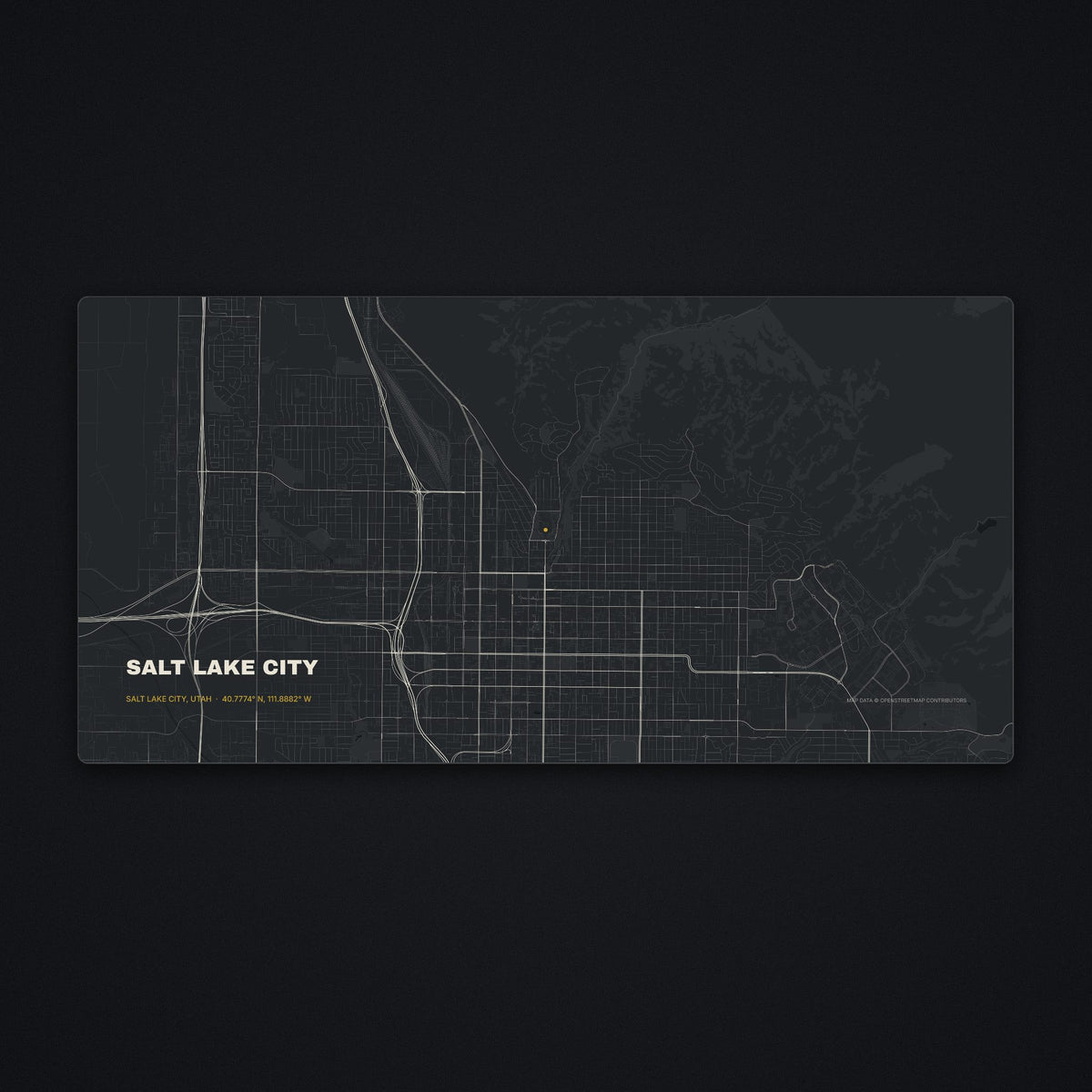 Salt Lake City Street Map Desk Mat, flat view