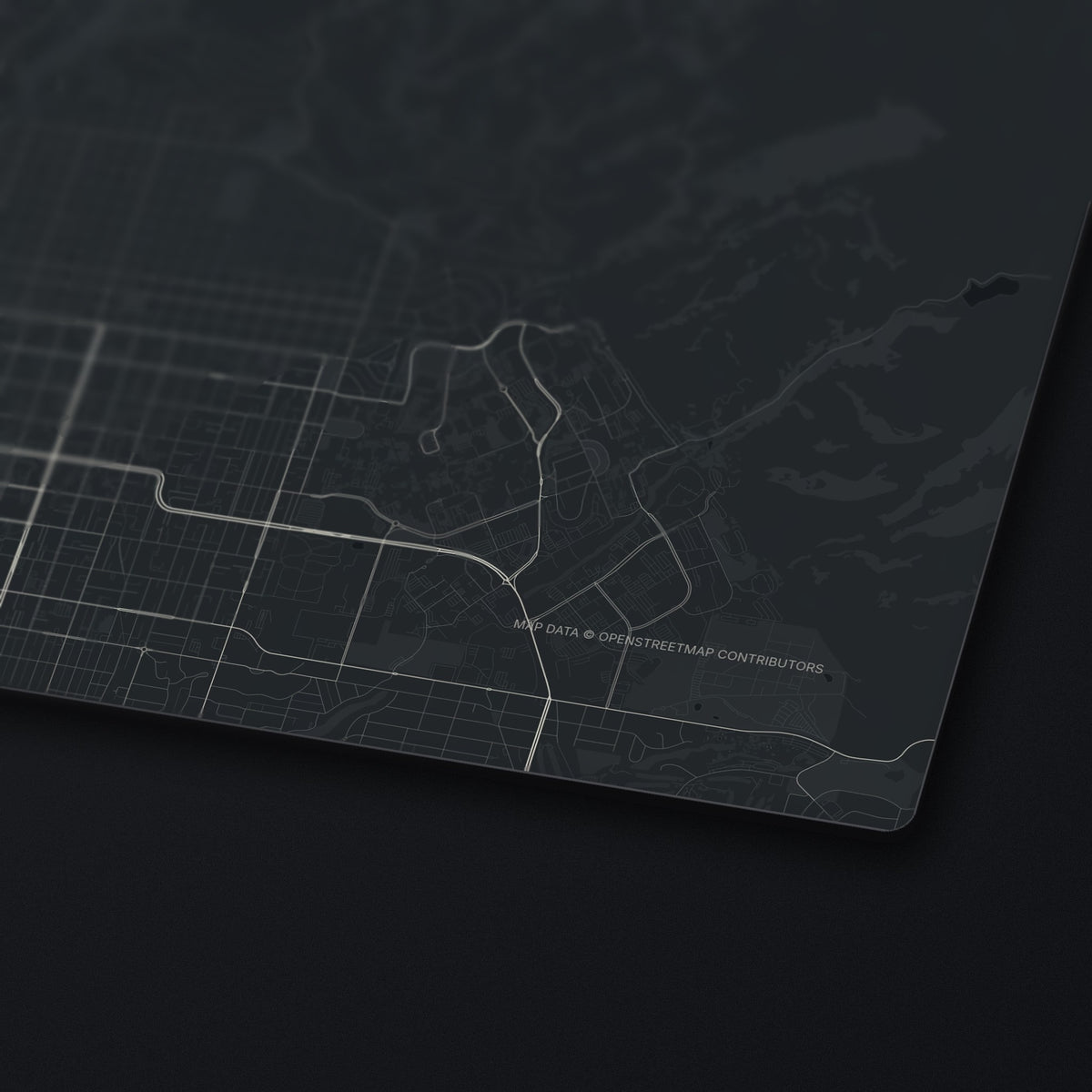 Salt Lake City Street Map Desk Mat, edge detail