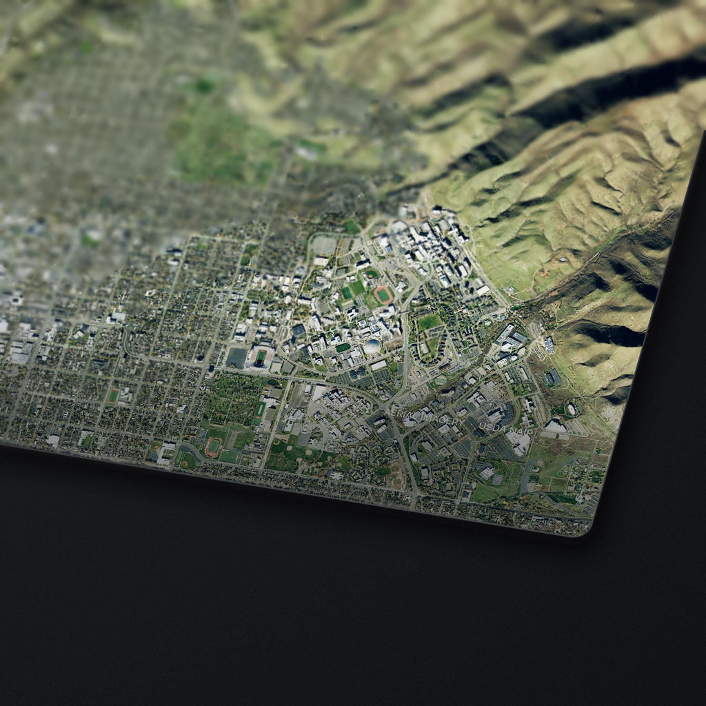 Salt Lake City Satellite Desk Mat, edge detail