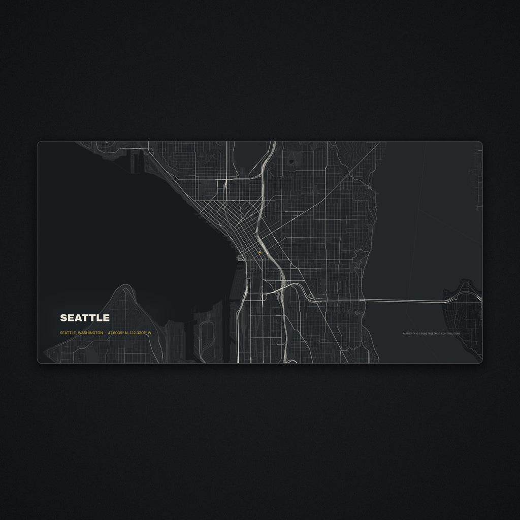 Seattle Street Map Desk Mat, flat view