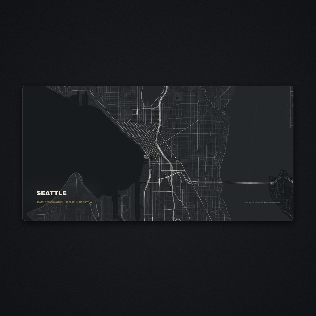 Seattle Street Map Desk Mat, flat view