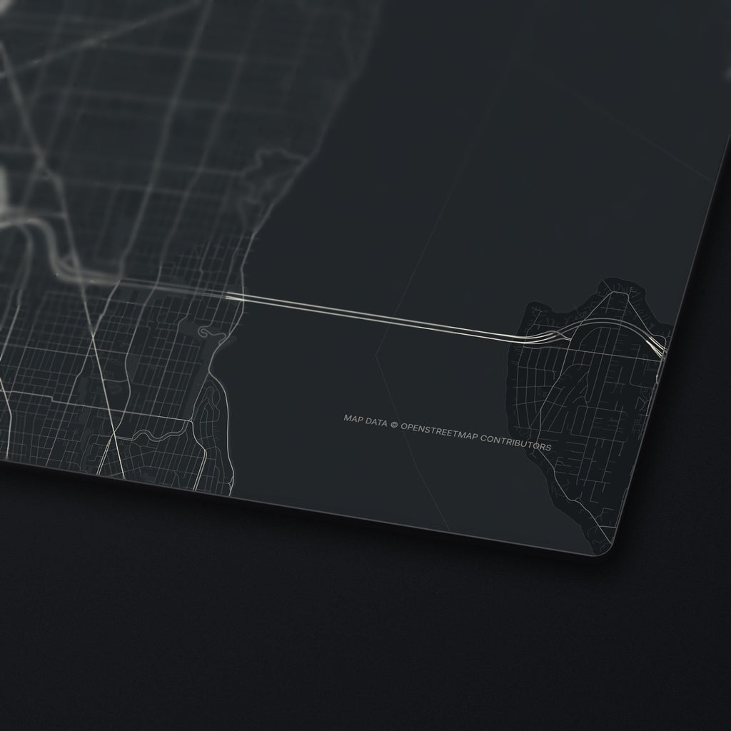 Seattle Street Map Desk Mat, edge detail