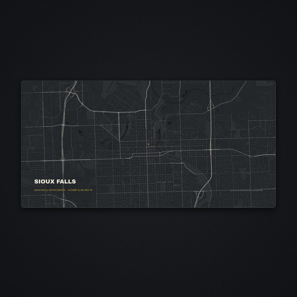 Sioux Falls Street Map Desk Mat, flat view