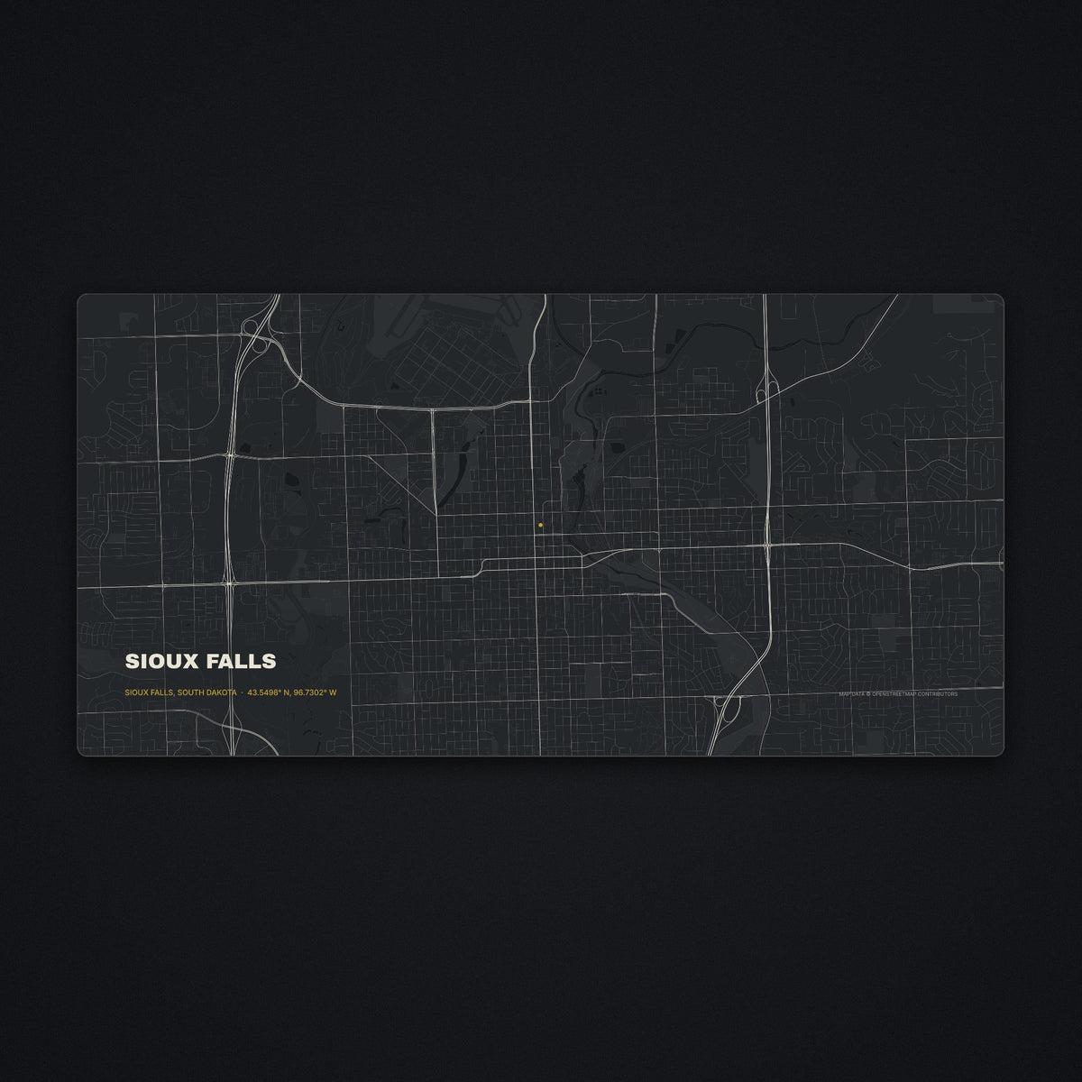 Sioux Falls Street Map Desk Mat, flat view
