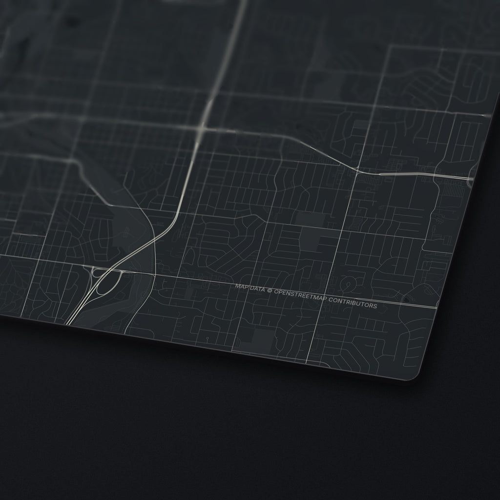 Sioux Falls Street Map Desk Mat, edge detail