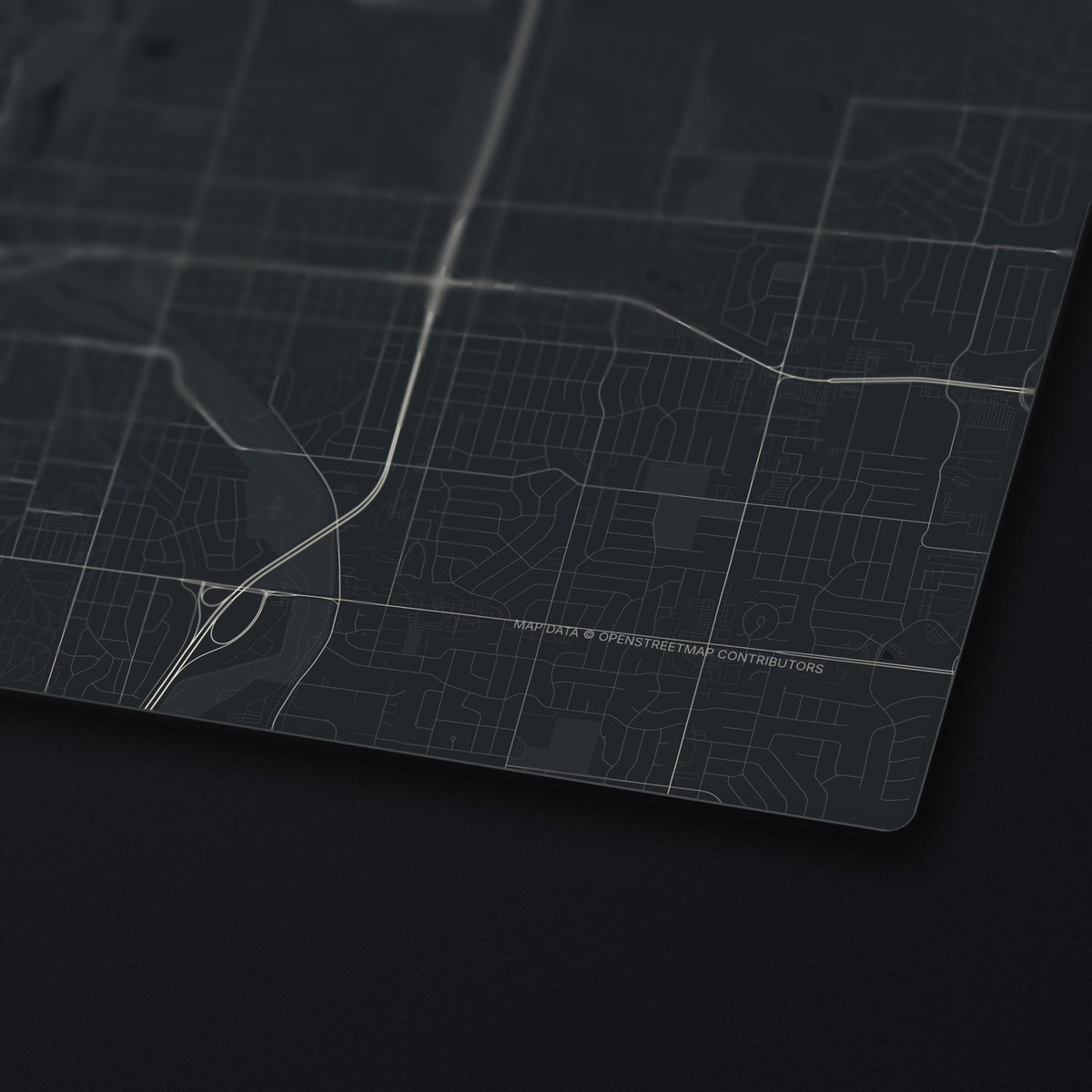 Sioux Falls Street Map Desk Mat, edge detail