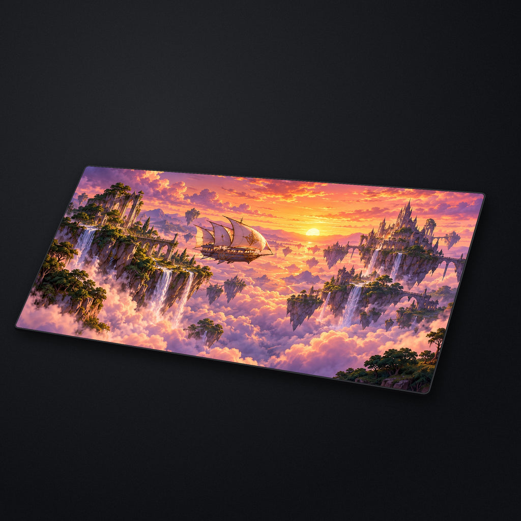 Sky Islands Desk Mat at an angle on a stone desk