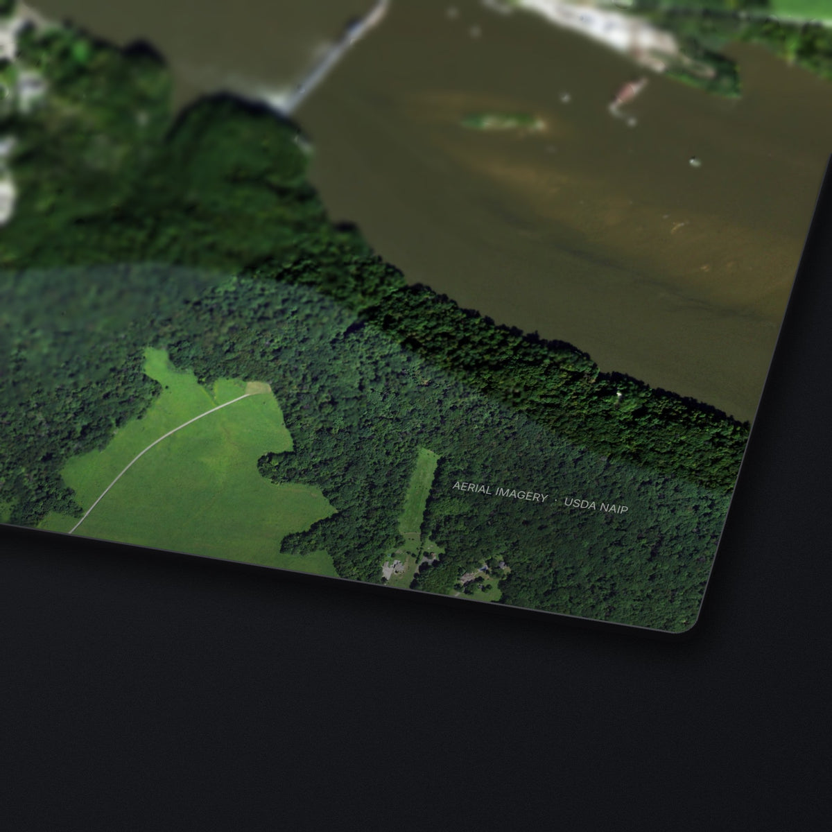 Starved Rock Satellite Desk Mat, edge detail