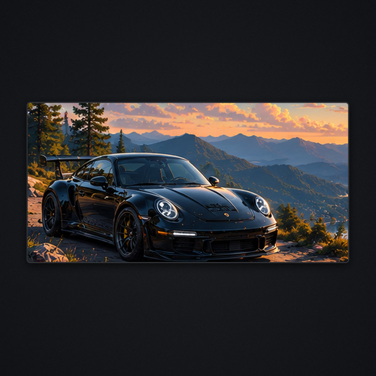 Sunset Mountain Desk Mat, flat view