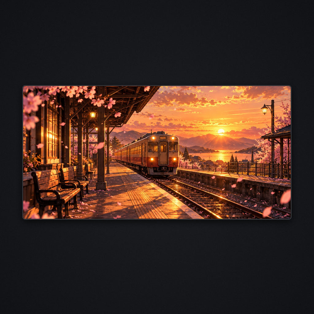 Sunset Station Desk Mat, flat view